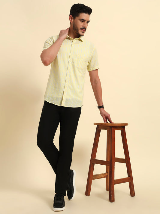 Casual Trouser for Men | Breathable & Soft with Color Fastness Regular Fit Cotton Blend Fabric Solid Pattern Button Closure