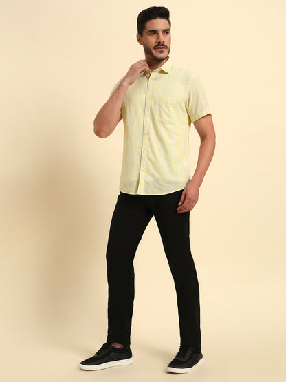 Casual Trouser for Men | Breathable & Soft with Color Fastness Regular Fit Cotton Blend Fabric Solid Pattern Button Closure