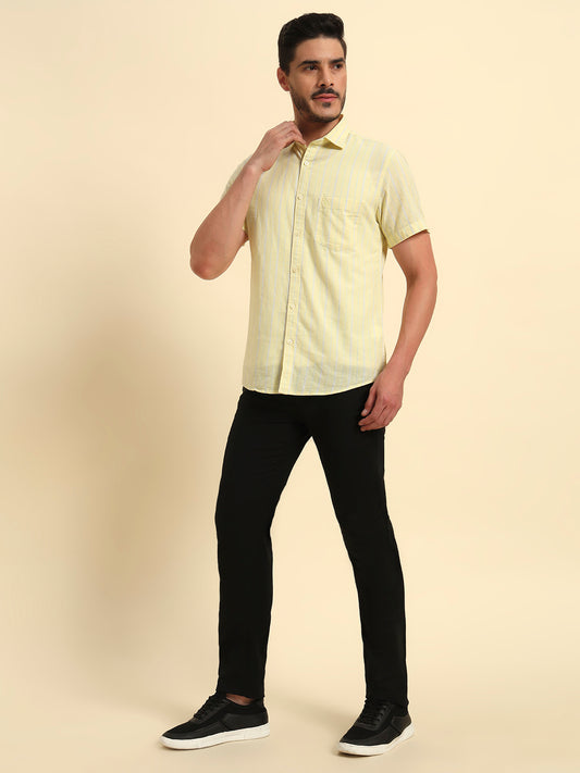 Casual Trouser for Men | Breathable & Soft with Color Fastness Regular Fit Cotton Blend Fabric Solid Pattern Button Closure