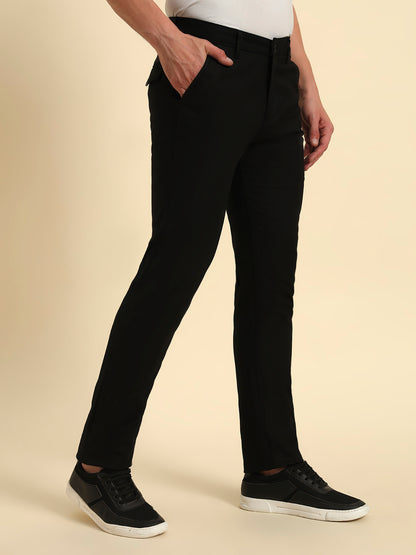 Casual Trouser for Men | Breathable & Soft with Color Fastness Regular Fit Cotton Blend Fabric Solid Pattern Button Closure