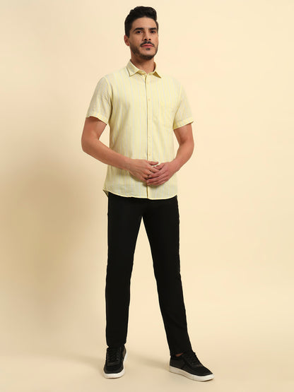 Casual Trouser for Men | Breathable & Soft with Color Fastness Regular Fit Cotton Blend Fabric Solid Pattern Button Closure