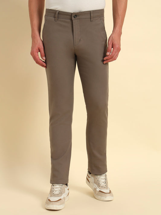 Casual Trouser for Men | Breathable & Soft with Color Fastness Regular Fit Cotton Blend Fabric Solid Pattern Button Closure