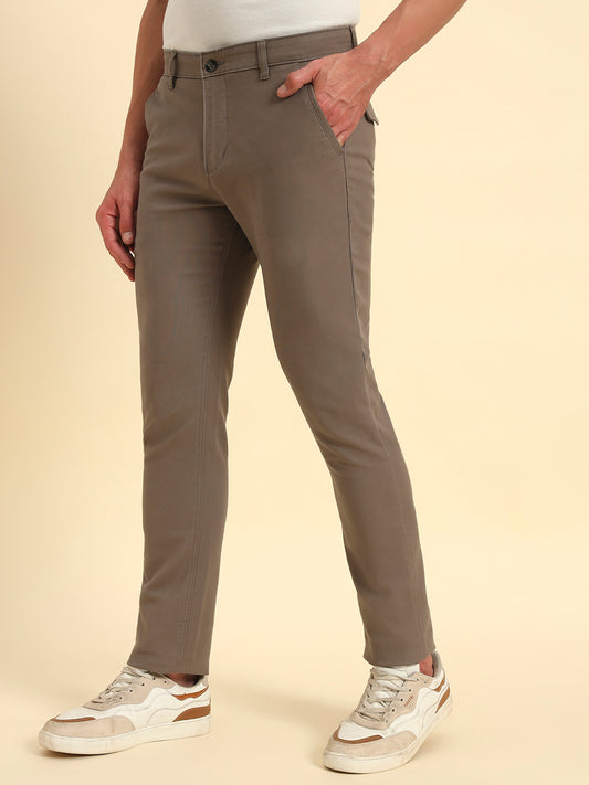 Casual Trouser for Men | Breathable & Soft with Color Fastness Regular Fit Cotton Blend Fabric Solid Pattern Button Closure