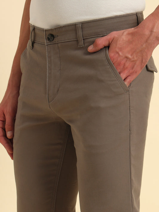 Casual Trouser for Men | Breathable & Soft with Color Fastness Regular Fit Cotton Blend Fabric Solid Pattern Button Closure