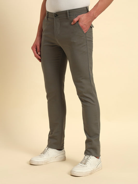 Casual Trouser for Men | Breathable & Soft with Color Fastness Regular Fit Cotton Blend Fabric Solid Pattern Button Closure