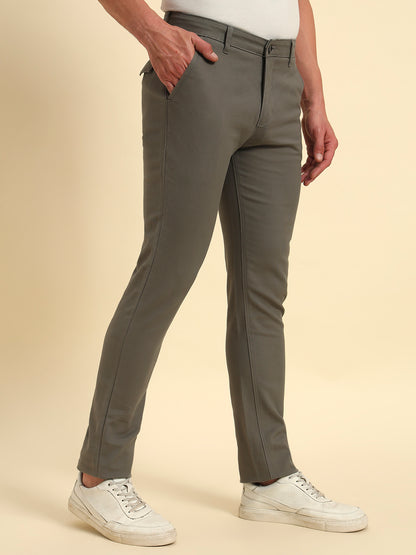 Casual Trouser for Men | Breathable & Soft with Color Fastness Regular Fit Cotton Blend Fabric Solid Pattern Button Closure