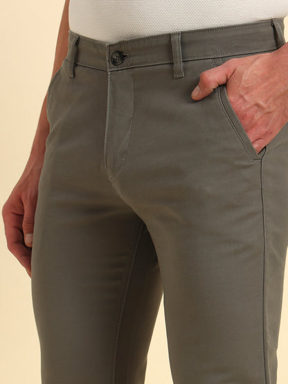 Casual Trouser for Men | Breathable & Soft with Color Fastness Regular Fit Cotton Blend Fabric Solid Pattern Button Closure