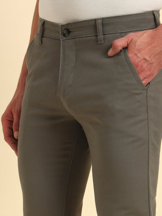 Casual Trouser for Men | Breathable & Soft with Color Fastness Regular Fit Cotton Blend Fabric Solid Pattern Button Closure