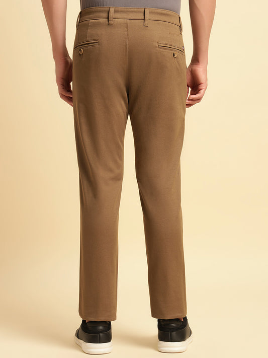 Casual Trouser for Men | Breathable & Soft with Color Fastness Regular Fit Cotton Blend Fabric Solid Pattern Button Closure