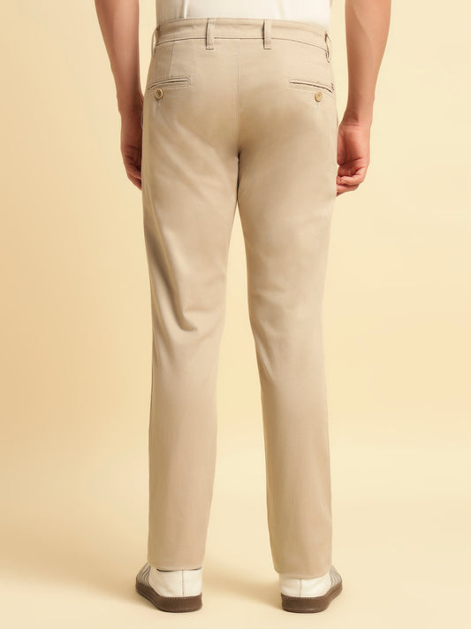 Casual Trouser for Men | Breathable & Soft with Color Fastness Regular Fit Cotton Blend Fabric Solid Pattern Button Closure
