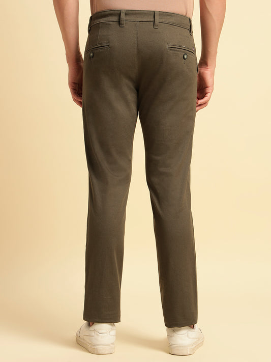 Casual Trouser for Men | Breathable & Soft with Color Fastness Regular Fit Cotton Blend Fabric Solid Pattern Button Closure