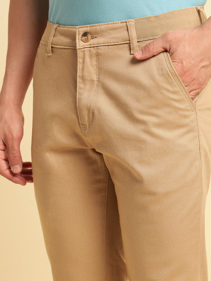 Casual Trouser for Men | Breathable & Soft with Color Fastness Regular Fit Cotton Blend Fabric Solid Pattern Button Closure