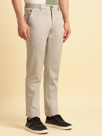 Casual Trouser for Men | Breathable & Soft with Color Fastness Regular Fit Cotton Blend Fabric Solid Pattern Button Closure