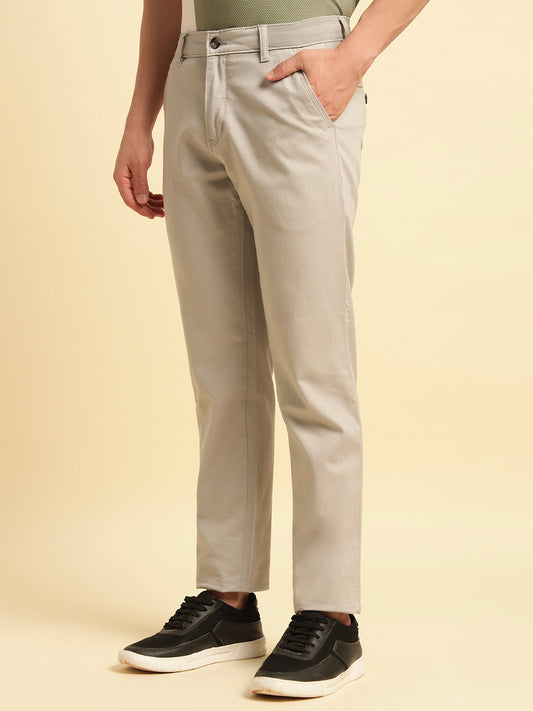Casual Trouser for Men | Breathable & Soft with Color Fastness Regular Fit Cotton Blend Fabric Solid Pattern Button Closure