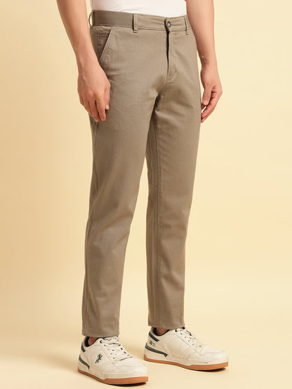 Casual Trouser for Men | Breathable & Soft with Color Fastness Regular Fit Cotton Blend Fabric Solid Pattern Button Closure