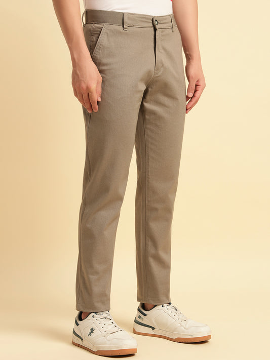 Casual Trouser for Men | Breathable & Soft with Color Fastness Regular Fit Cotton Blend Fabric Solid Pattern Button Closure
