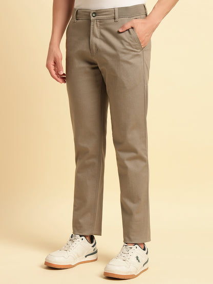 Casual Trouser for Men | Breathable & Soft with Color Fastness Regular Fit Cotton Blend Fabric Solid Pattern Button Closure