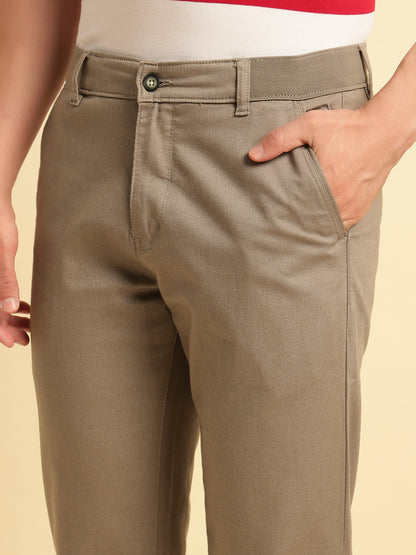 Casual Trouser for Men | Breathable & Soft with Color Fastness Regular Fit Cotton Blend Fabric Solid Pattern Button Closure