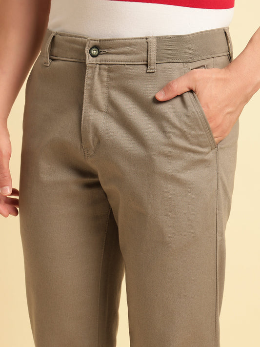 Casual Trouser for Men | Breathable & Soft with Color Fastness Regular Fit Cotton Blend Fabric Solid Pattern Button Closure