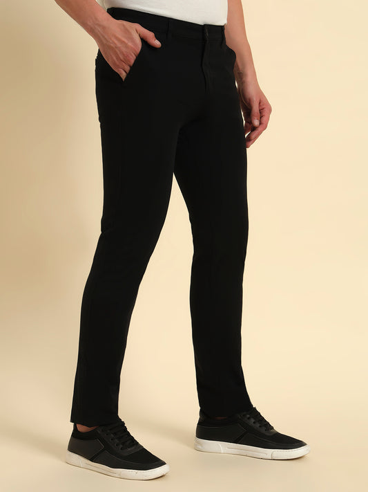 Casual Trouser for Men | Breathable & Soft with Color Fastness Regular Fit Cotton Blend Fabric Solid Pattern Button Closure