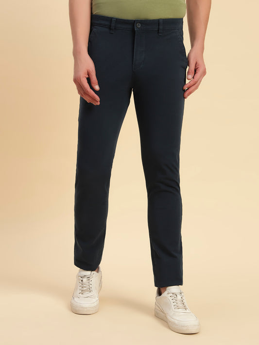 Casual Trouser for Men | Breathable & Soft with Color Fastness Regular Fit Cotton Blend Fabric Solid Pattern Button Closure