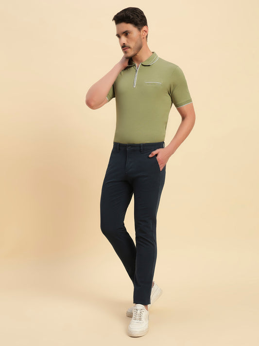 Casual Trouser for Men | Breathable & Soft with Color Fastness Regular Fit Cotton Blend Fabric Solid Pattern Button Closure