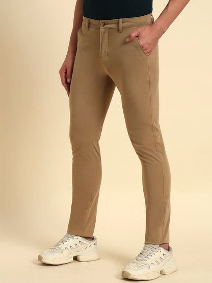 Casual Trouser for Men | Breathable & Soft with Color Fastness Regular Fit Cotton Blend Fabric Solid Pattern Button Closure