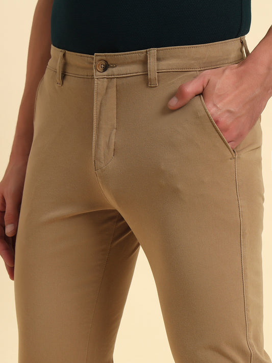 Casual Trouser for Men | Breathable & Soft with Color Fastness Regular Fit Cotton Blend Fabric Solid Pattern Button Closure