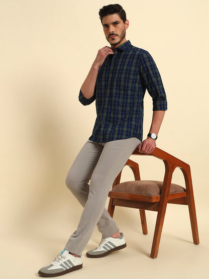 Casual Trouser for Men | Breathable & Soft with Color Fastness Regular Fit Cotton Blend Fabric Solid Pattern Button Closure