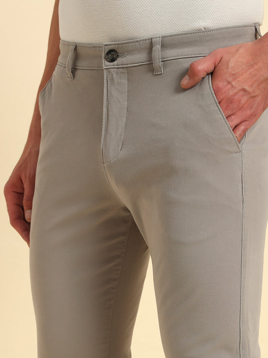 Casual Trouser for Men | Breathable & Soft with Color Fastness Regular Fit Cotton Blend Fabric Solid Pattern Button Closure