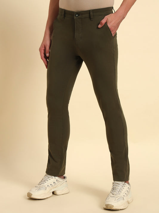 Casual Trouser for Men | Breathable & Soft with Color Fastness Regular Fit Cotton Blend Fabric Solid Pattern Button Closure