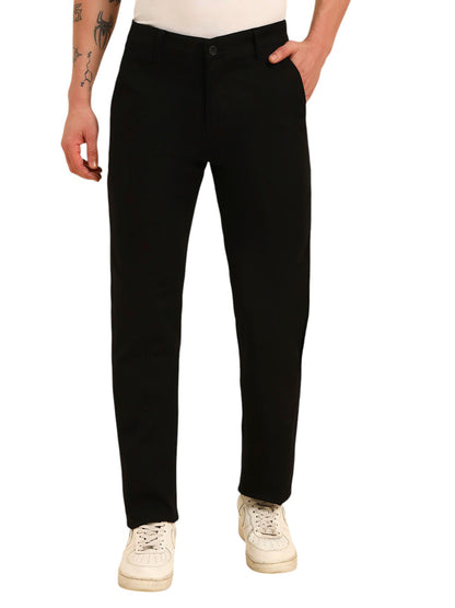 Casual Trouser for Men | Breathable & Soft with Color Fastness Regular Fit Cotton Blend Fabric Solid Pattern Button Closure