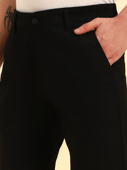 Casual Trouser for Men | Breathable & Soft with Color Fastness Regular Fit Cotton Blend Fabric Solid Pattern Button Closure