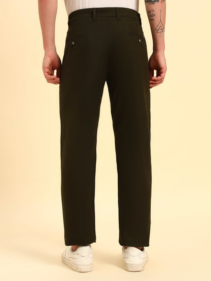 Casual Trouser for Men | Breathable & Soft with Color Fastness Regular Fit Cotton Blend Fabric Solid Pattern Button Closure