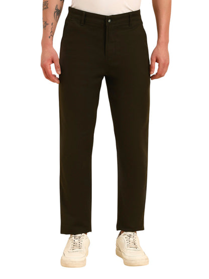 Casual Trouser for Men | Breathable & Soft with Color Fastness Regular Fit Cotton Blend Fabric Solid Pattern Button Closure