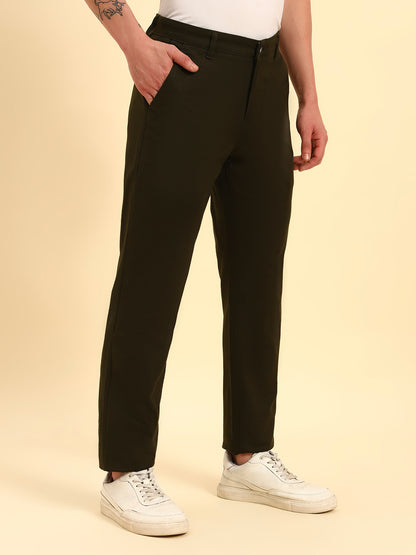 Casual Trouser for Men | Breathable & Soft with Color Fastness Regular Fit Cotton Blend Fabric Solid Pattern Button Closure