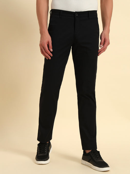 Casual Trouser for Men | Breathable & Soft with Color Fastness Regular Fit Cotton Blend Fabric Solid Pattern Button Closure
