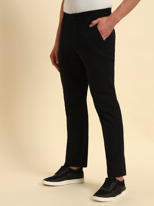 Casual Trouser for Men | Breathable & Soft with Color Fastness Regular Fit Cotton Blend Fabric Solid Pattern Button Closure