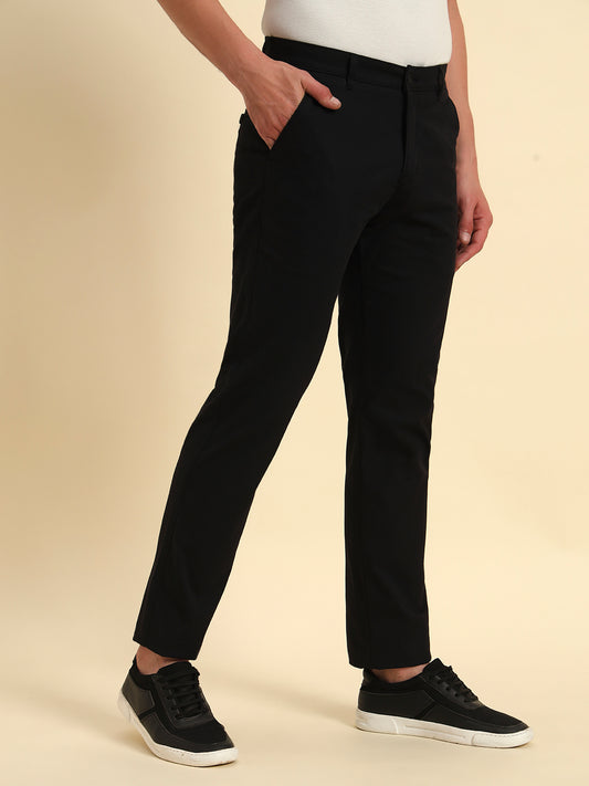 Casual Trouser for Men | Breathable & Soft with Color Fastness Regular Fit Cotton Blend Fabric Solid Pattern Button Closure