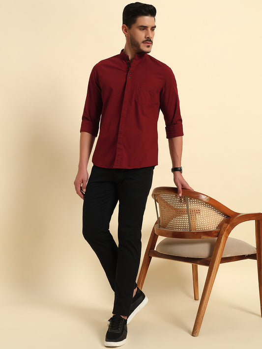 Casual Trouser for Men | Breathable & Soft with Color Fastness Regular Fit Cotton Blend Fabric Solid Pattern Button Closure