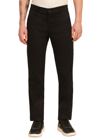 Casual Trouser for Men | Breathable & Soft with Color Fastness Regular Fit Cotton Blend Fabric Solid Pattern Button Closure