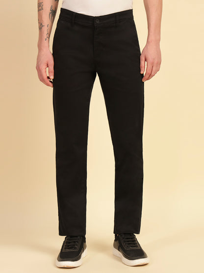 Casual Trouser for Men | Breathable & Soft with Color Fastness Regular Fit Cotton Blend Fabric Solid Pattern Button Closure