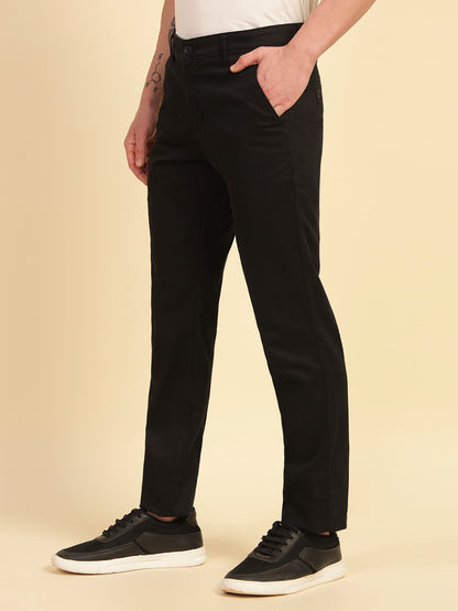 Casual Trouser for Men | Breathable & Soft with Color Fastness Regular Fit Cotton Blend Fabric Solid Pattern Button Closure