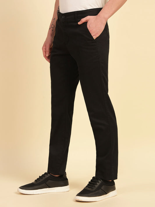 Casual Trouser for Men | Breathable & Soft with Color Fastness Regular Fit Cotton Blend Fabric Solid Pattern Button Closure