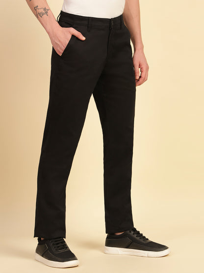 Casual Trouser for Men | Breathable & Soft with Color Fastness Regular Fit Cotton Blend Fabric Solid Pattern Button Closure