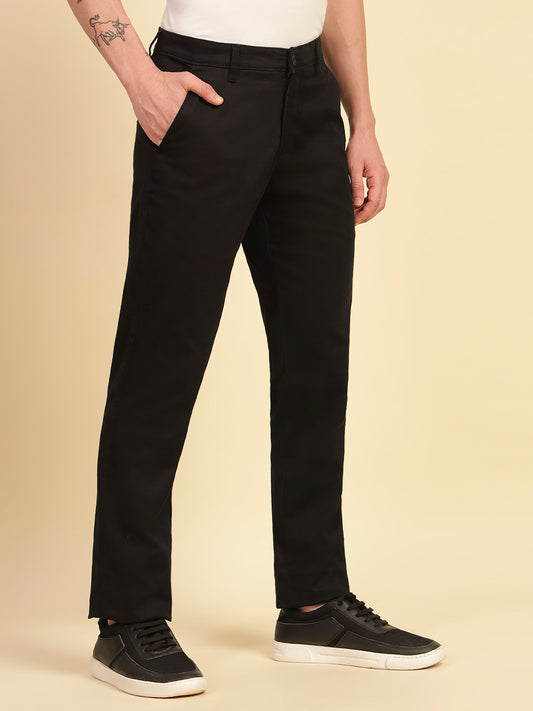 Casual Trouser for Men | Breathable & Soft with Color Fastness Regular Fit Cotton Blend Fabric Solid Pattern Button Closure