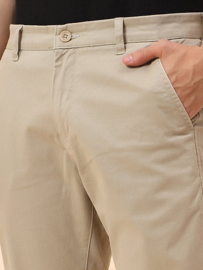 Casual Trousers for Men l Breathable & Soft with Color Fastness Regular Fit Cotton Blend Fabric Self Design Pattern Button Closure