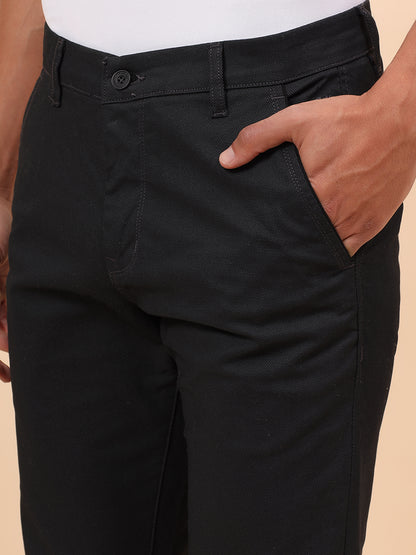 Casual Trousers for Men l Breathable & Soft with Color Fastness Regular Fit Cotton Blend Fabric Self Design Pattern Button Closure