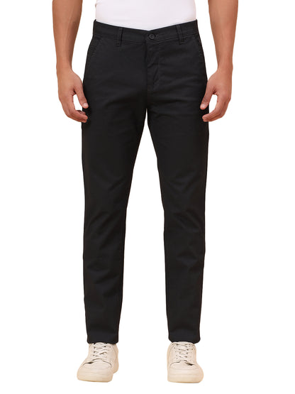 Casual Trousers for Men l Breathable & Soft with Color Fastness Regular Fit Cotton Blend Fabric Self Design Pattern Button Closure