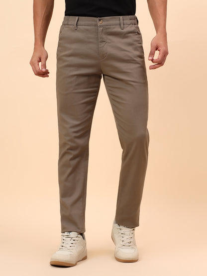 Casual Trousers for Men l Breathable & Soft with Color Fastness Regular Fit Cotton Blend Fabric Solid Pattern Button Closure